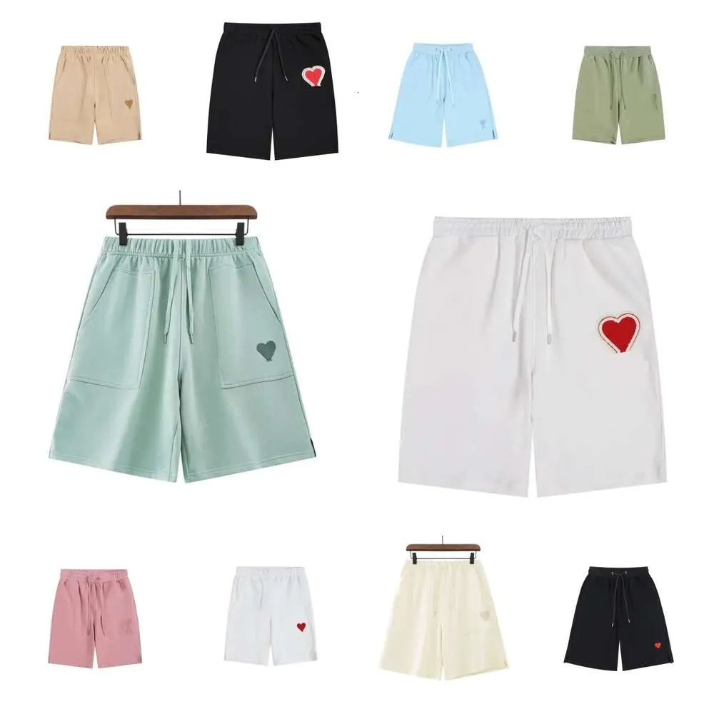 Shorts de grife paris shorts adoram bordados de cor sólida masculina e feminina Loops solto de alta qualidade de algodão puro capris esportes calças de praia corações de short