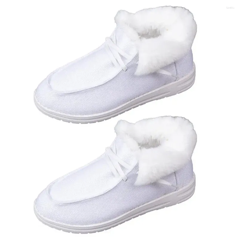 Sapatos casuais femininos de algodão plano de inverno com lacos de pelúcia peludos e peludos para retenção de calor térmico anti-esqui para neve