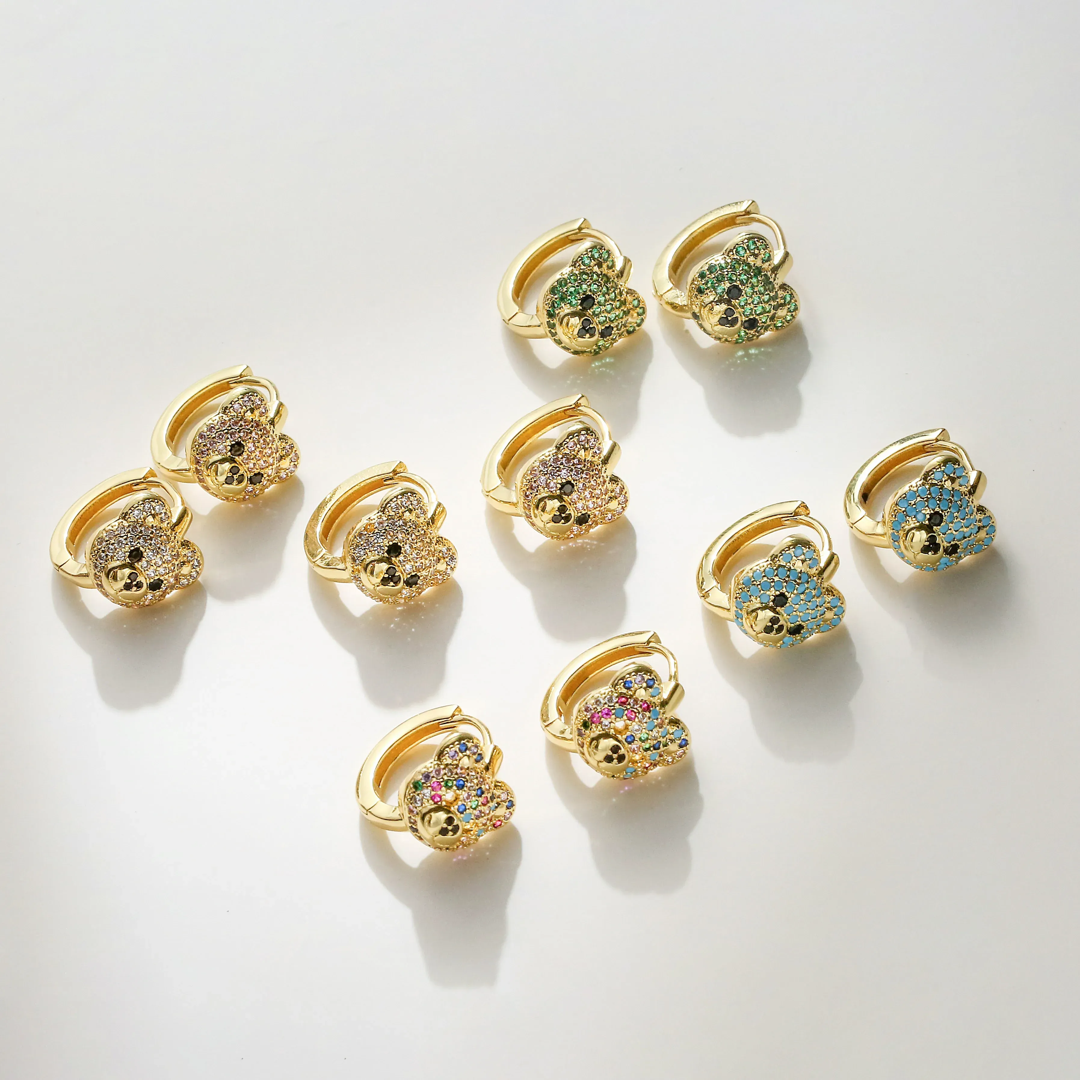 Brincos hecheng, novo desenho animado de zircão de zircão de brincos para mulheres para mulheres ouro color metal metal animal círculo briol jóias de casamento
