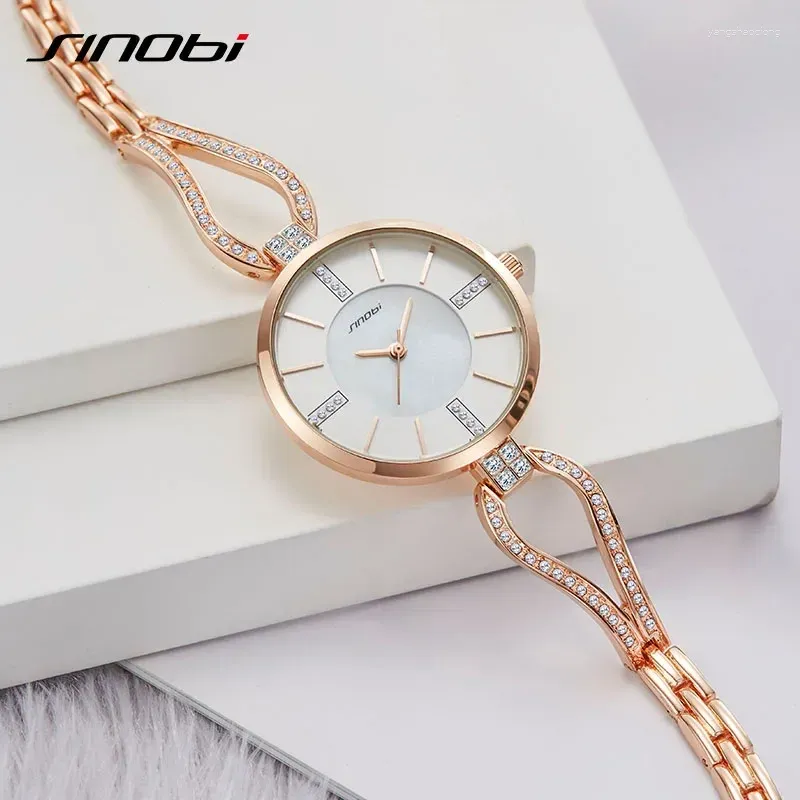 Avanadores de pulso Sinobi Women Watches Bracelet Diamond Assista elegante senhoras garotas quartzo relógio feminino presente de vestido feminino presente