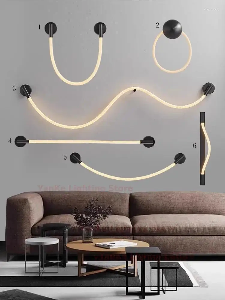 Lampe murale Designer moderne salon minimaliste léger Ligne de luxe Silicone Remarque Nordic Simple Creative Art Bedroom Tête de chambre