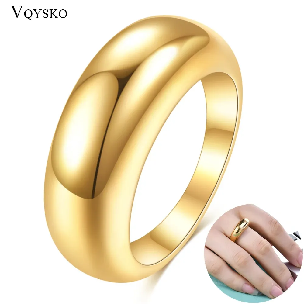 Bands minimalistiska tjock chunky ring för kvinnor Stackable smycken trendiga croissant kupol rostfritt stål gyllene uttalande anillo mujer