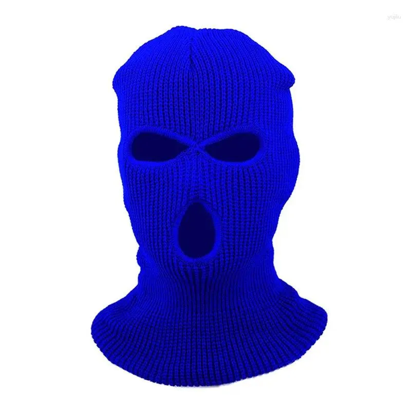 Cykelkappar 3 hål vinterskidmask varm unisex balaclava hatt full ansikte svart stickad snowboard cap hip hop beanie