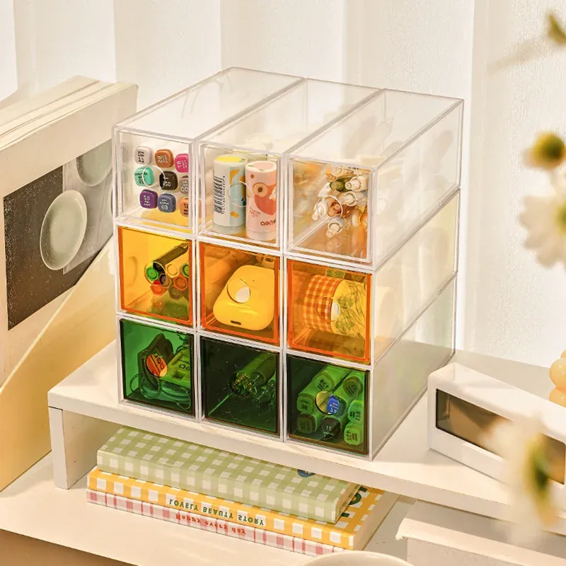 Bins Desktop Storage Box Hand Ledger Cosmetics Cabinet Dormitory Design Tipo Tipo di cartoleria per studenti