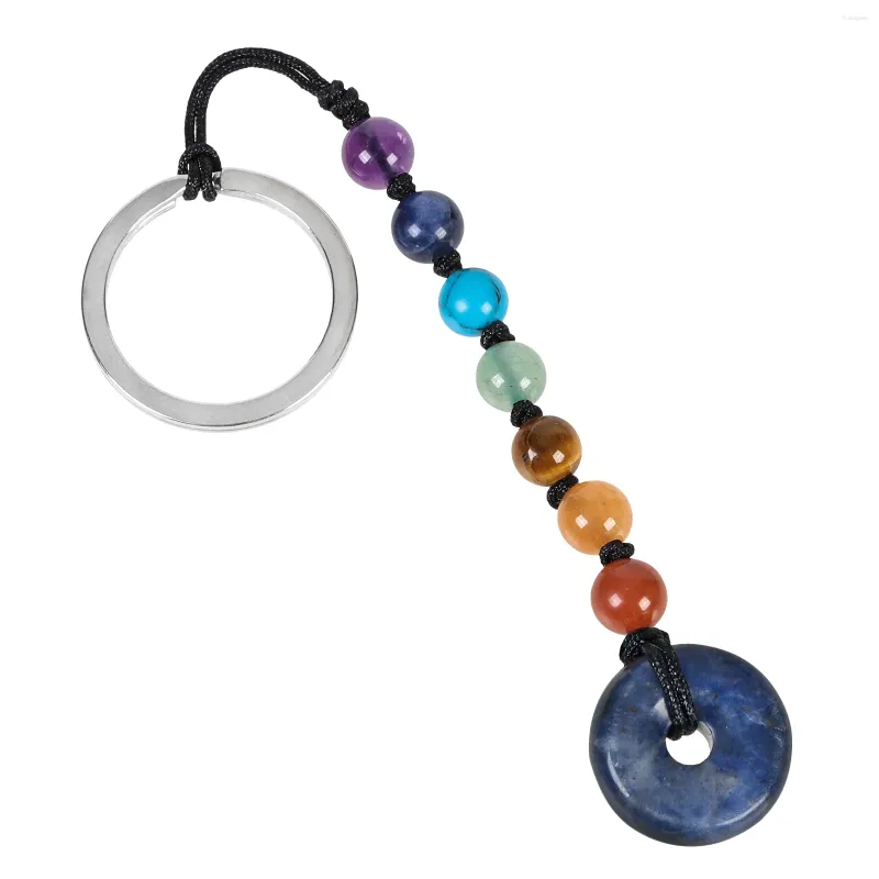 Chaves Reiki 7 Chakra Stone Stone Chavechain Healing Ronut Donut Peace Keyring Chave anel Lucky Amulet For Mulheres