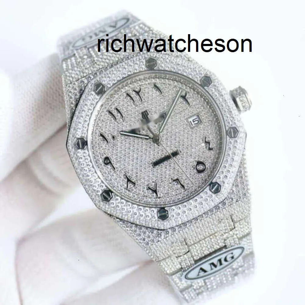 Ap Menwatch Diamond APS Ice Luxo feminino Full DiamondEncrusted Watch Watch Designer Out Men Watch Ap Menwatch Vft8 Movimento Mecânico Auto