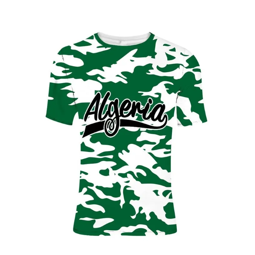 Algeriet t shirt Anpassad namnnummer Gym Algerie portar dza country t-shirt arab nation flagga manlig tryckt text dz po kläder205a