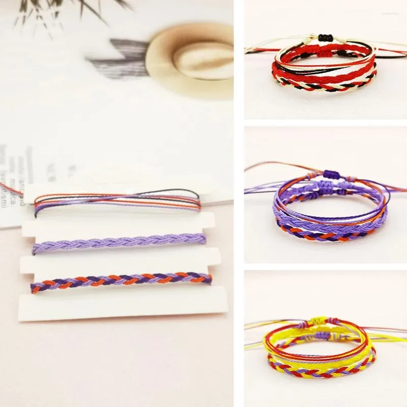 Charm Bracelets Bracelet Friendship Jewelry Waterproof Wax Thread Braided 3Pcs/set Cotton And Linen Wave