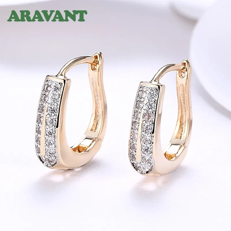 Earrings Aravant 925 Sterling Silver 18K Gold U Shaped Cubic Zirconia Hoop Earrings For Women Fashion Jewelry