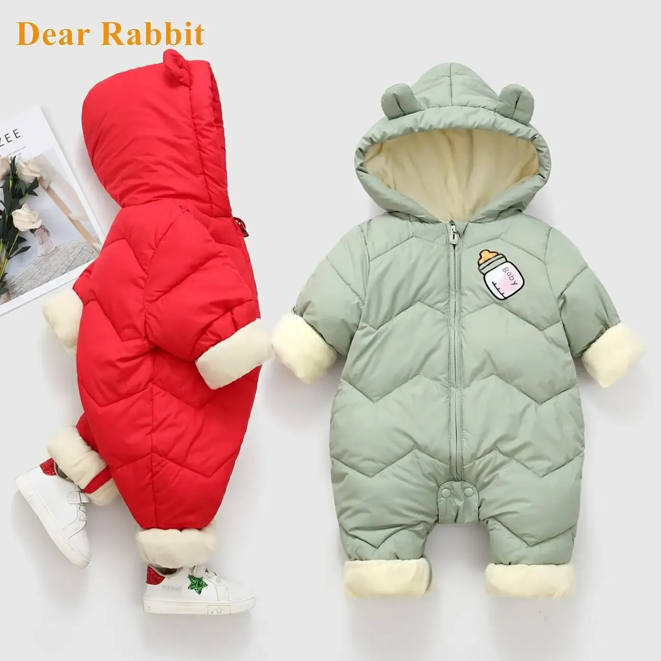 Casacos 30 roupas de bebê Snowsuit de inverno mais veludo de veludo macacão de menino 02 anos Recém -nascidos macacóis macacão para meninas para crianças casaco de criança