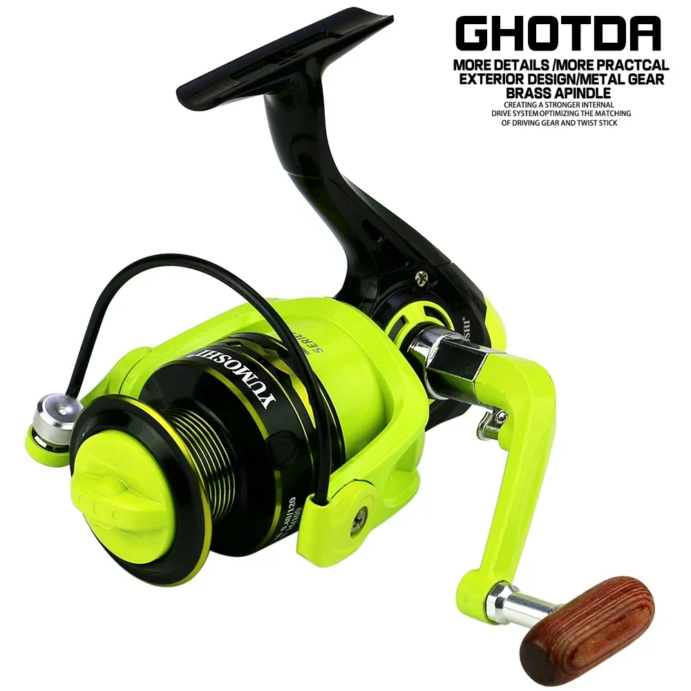 Accessories Green Spinning Reel 5.2:1 Gear Ratio Ultra Light All Metal Spool Smooth Fishing Reels 20007000Series