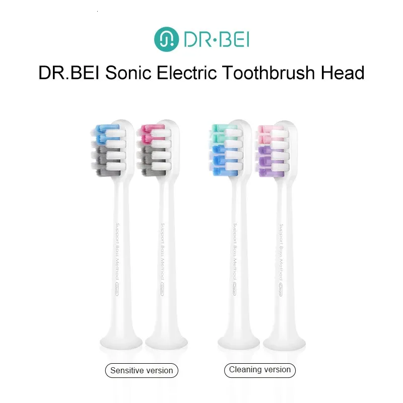 Dr.BEI Original Ersättningsborstehuvuden för elektrisk tandborste Känslig/rengöringshuvud Applicera Sonic Tooth Brush Brestle Munstycken 240409