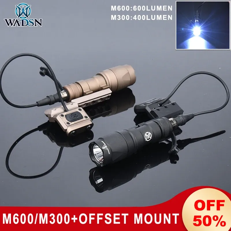 Scopes Wadsn Pressure Switch Modbutton Surefir M600c M300 Tactical Flashlight Mount Airsoft Hunting Weapon Scout Light Adapter Base