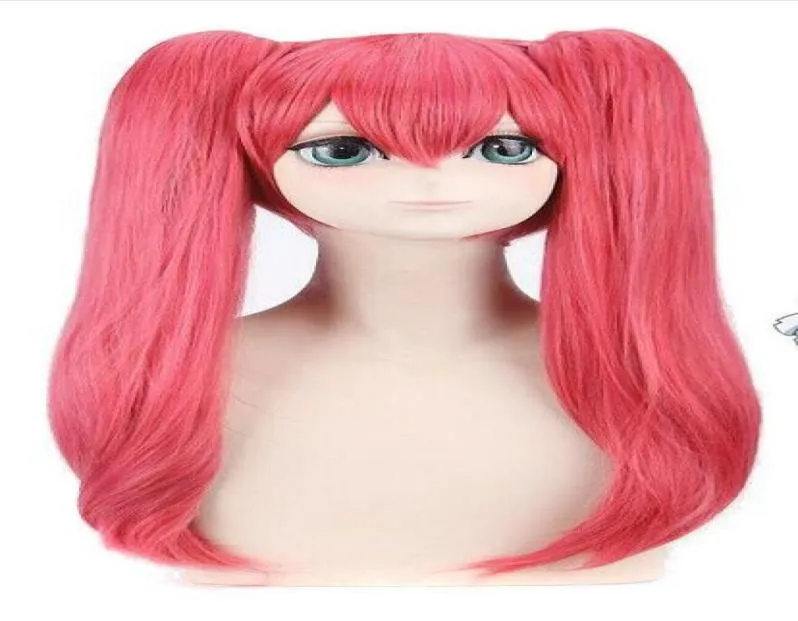 Mushibami Erimi Cosplay Wig Dark Pink 2 Clip paardenstaart golvend haar4251282