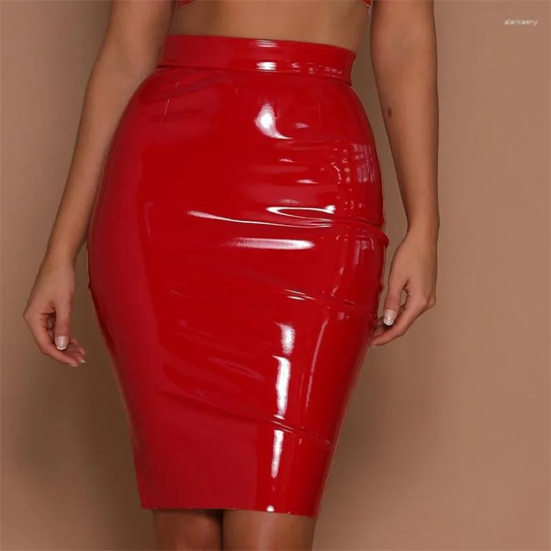 Skirts Solid Color High Waist Back Zipper Pack Hip Skirt Chain