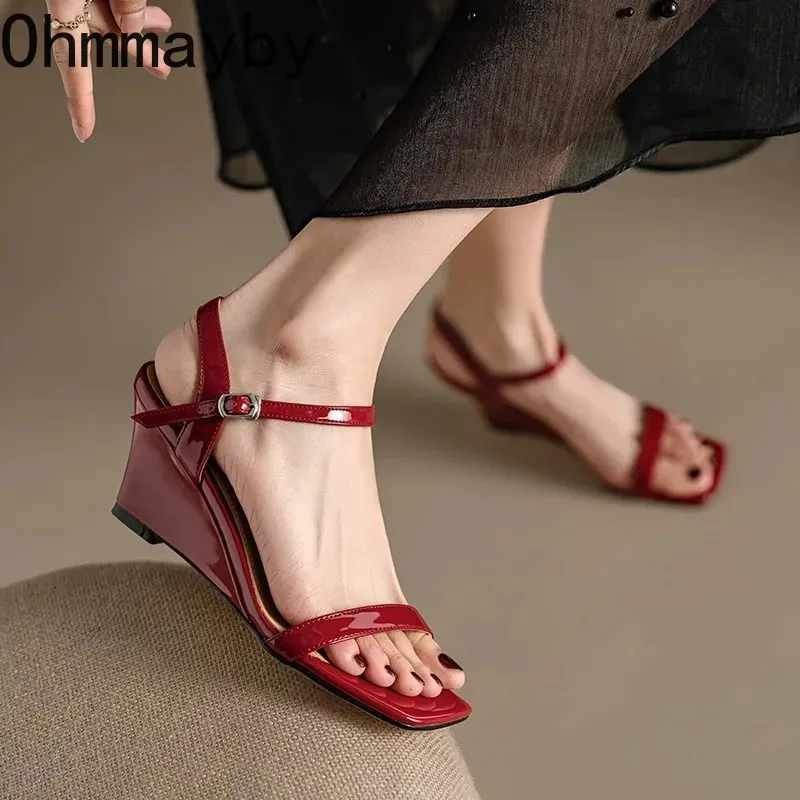 Summer Gladiator Women Sandals Fashion Elegant Open Toe Rome Shoes Ladies Outdoor Dress Wedges Heel Sandalias 240407