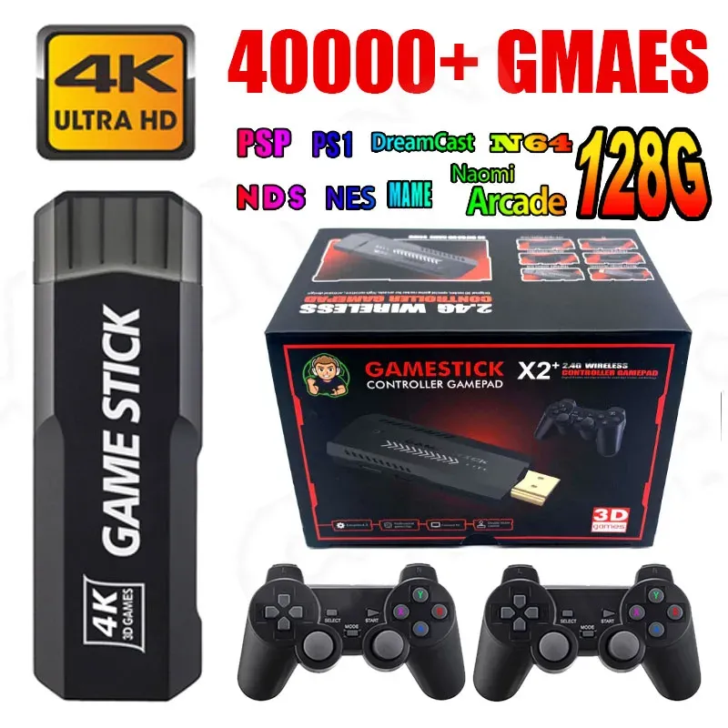 Consoles Game Stick 128 GB 4K GD10 40000 Games Portable draadloze controllor Dropshipping 40 Simuators Retro Video Game Consoles Game Stick