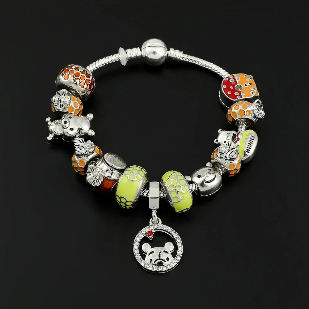 Strängar CrossBorder Cartoon Cute Lovely Fashion Diy Beaded Panjia Armband Zink Eloy Dripping Oil Jewelry