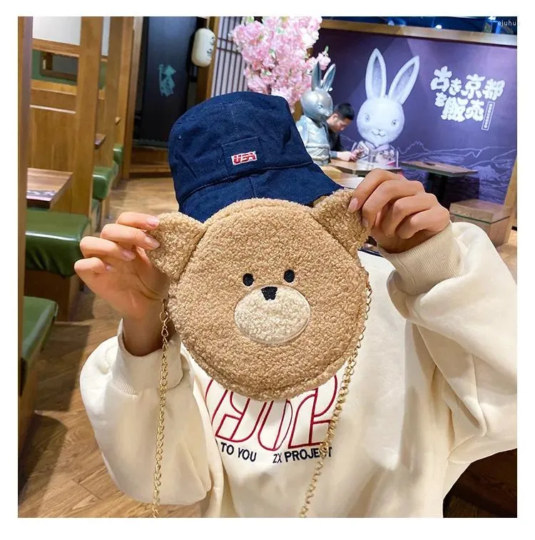 Bolsas de ombro japonês yuansu macio de desenho animado de pelúcia de urso criativo Cabeça engraçada garota celular