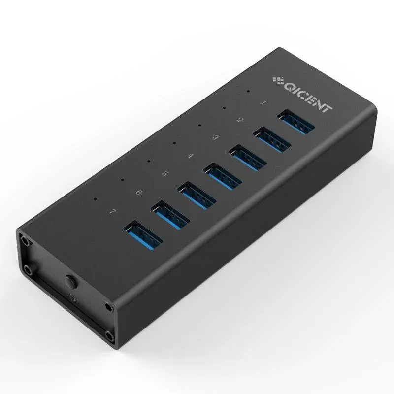 Hubs orico subbrand qic industriale USB 3.0 hub 7 allaluminium usb otg splitter con carica di supporto per adattatore di alimentazione a 12 V per computer