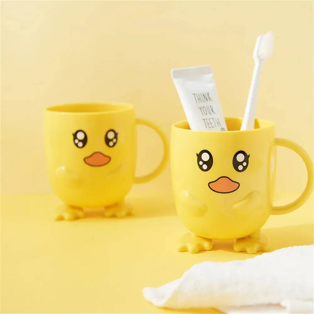 Toothbrush Thickened Baby Toothbrush Cup Creative Little Yellow Duck Cup Cartoon Mouthwash Cup Children Brush Cup Antifall Cup Wholesale