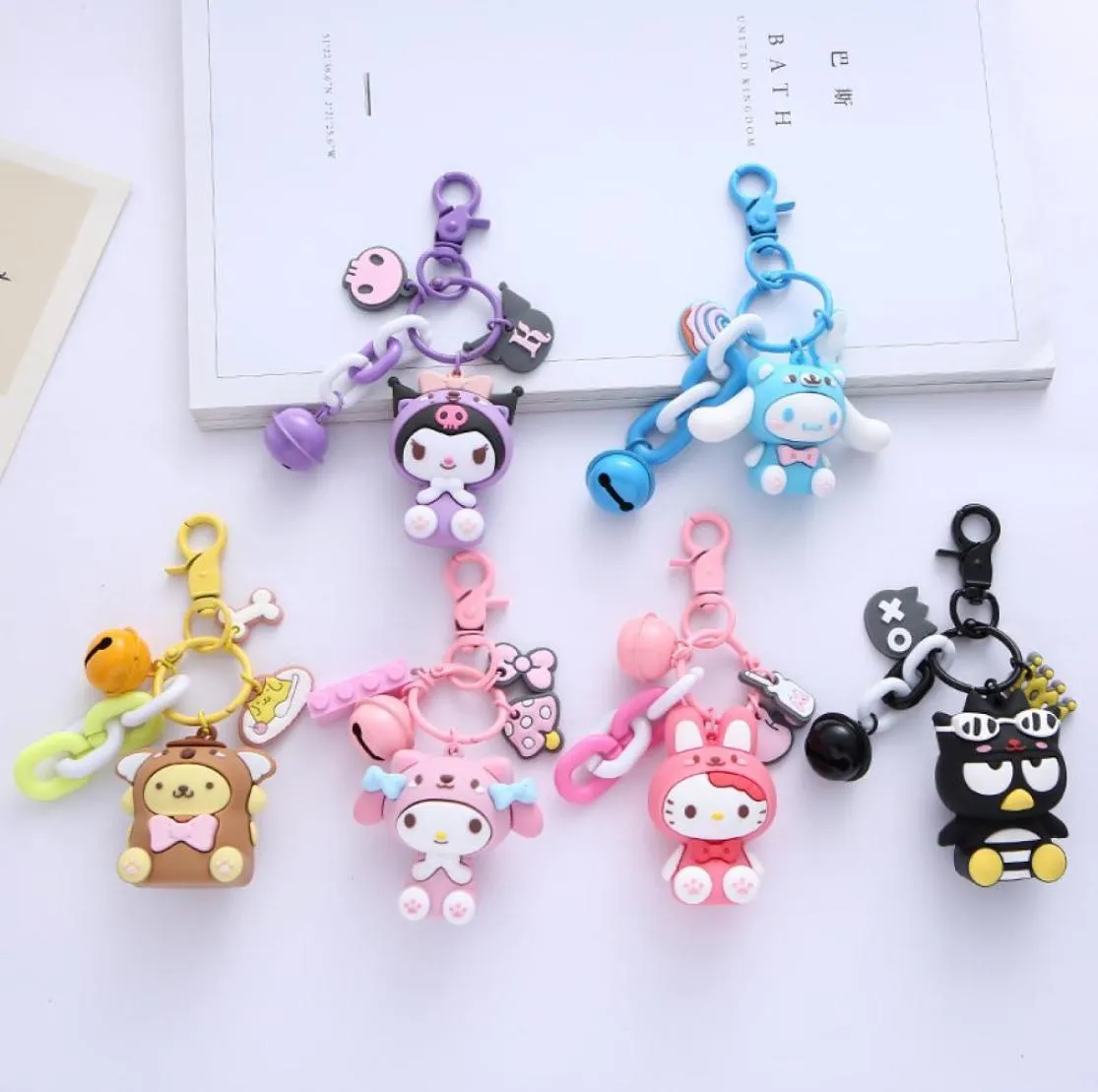 Leuke animatie sieraden Keychain Kuromi met bel -serie PVC Key Ring Accessories Kids Birthday Gift6043681