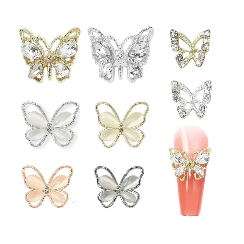 100st 3D Nail Rhinestones Butterfly Nail Charms Crystal Zircon Nail Art Decorations Diamond Luxury Nail Art Parts Accessories 240412