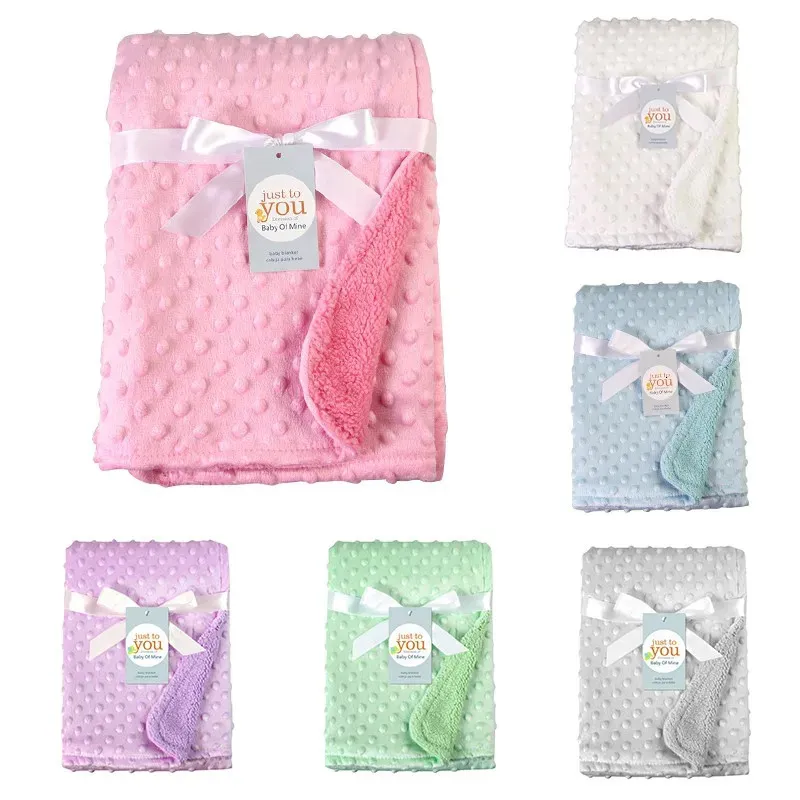 76102cm varmt dubbelskikt Swaddle Wrap Born Thermal Soft Bath Handduk Baby Barnvagnarfilt täcker Sleepsack 240417