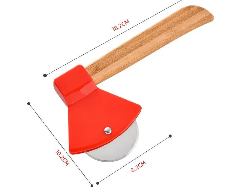 Fruit Vegetable Tools Tools Axe Bamboo Handle Pizza Cutter Rotating Blade Home Kitchen Cutting Tool Wholesale SN903