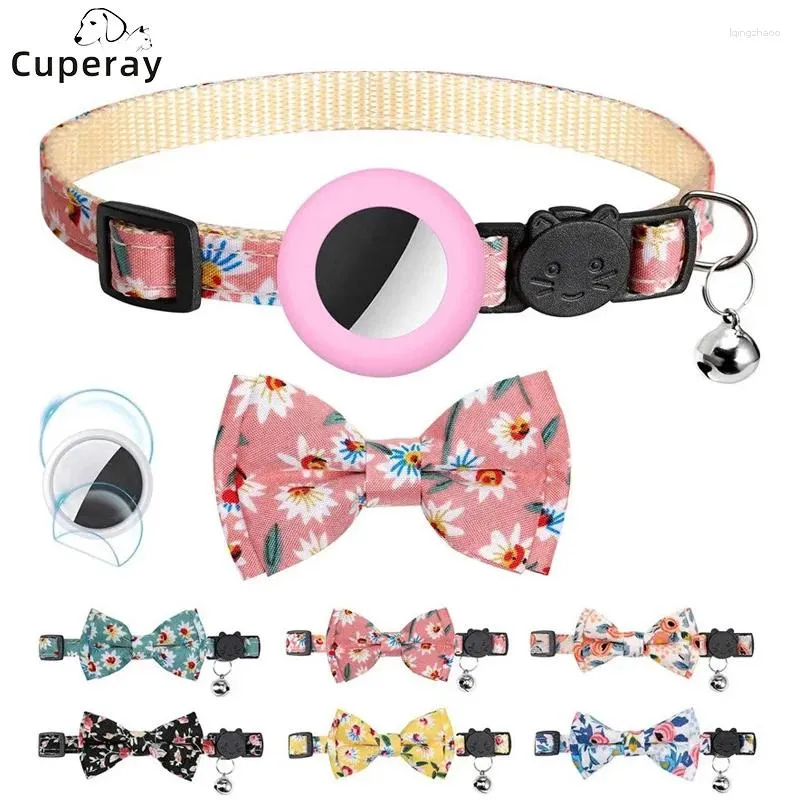 Dog Collars Airtag Cat Collar with Bell調整可能なブレイクアウェイ子猫安全バックルシリコンホルダーケース互換性のあるペット