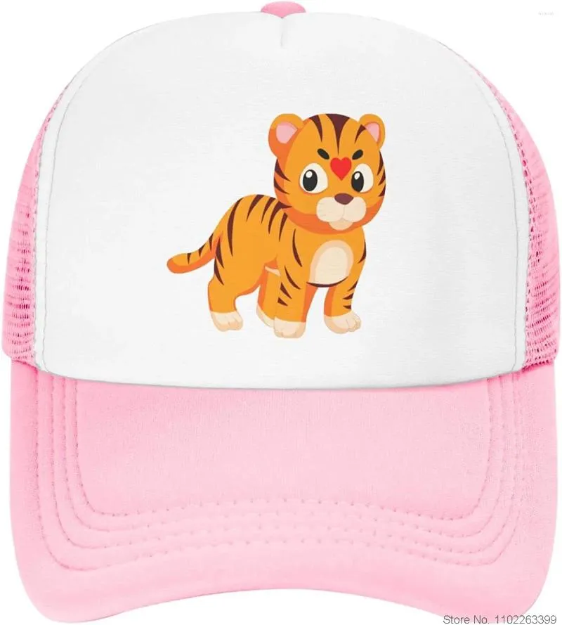 Bollmössor Söt Tiger Heart Trucker Hat Mesh Cap för barn pojkar flickor lätt justerbar snapback baseball