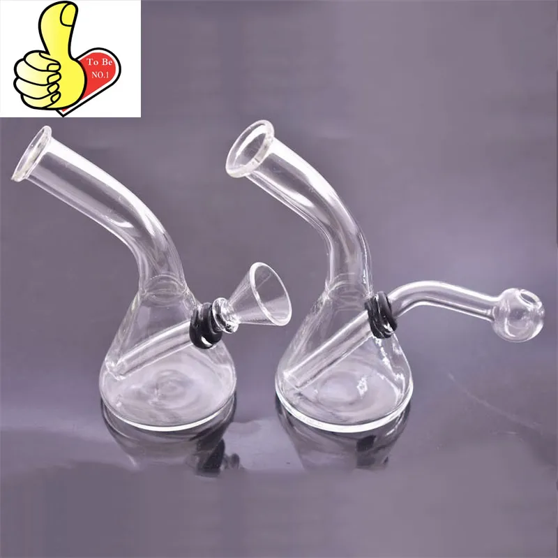 Mini Mini Glass Protable Bong Bong Wipes de agua de vidrio barato Pyrex Clear Water Water Burner Rigs Bongs Gros gruesos Rubor reciclador con tazón de hierbas secas para fumar tazón