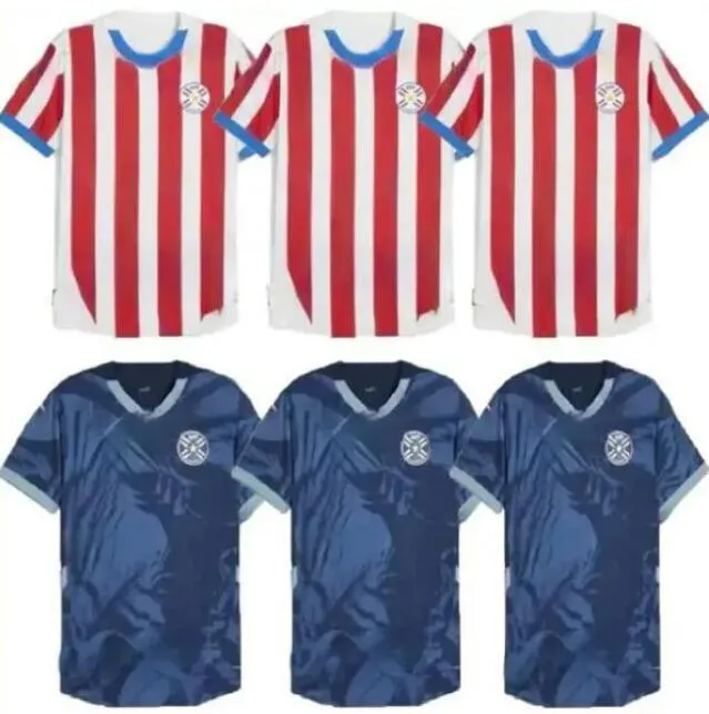 2024 2025 Paraguay Soccer Jersey Copa America maillots de foot red white away dark blue Football Shirt 24 25 men kids kit custom uniform adult Size