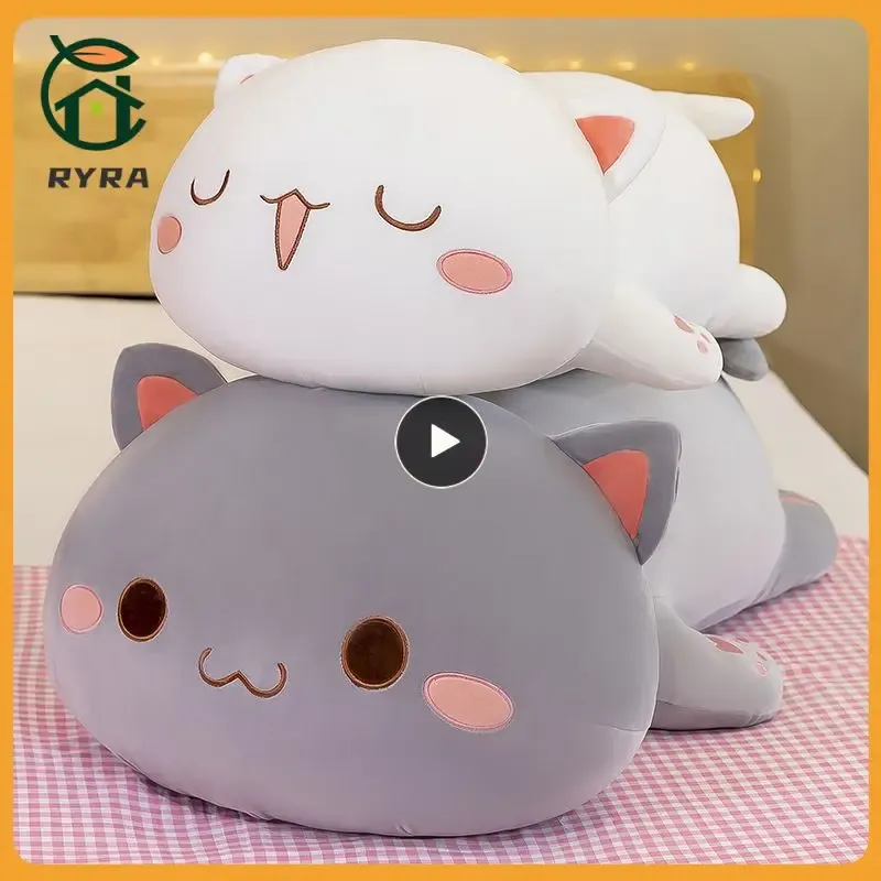 Toys chat peluche toys sleep oreiller mignon animal en peluche peluched mat de sol enfants beaux filles cadeau d'anniversaire 50 cm coussin d'oreiller doux