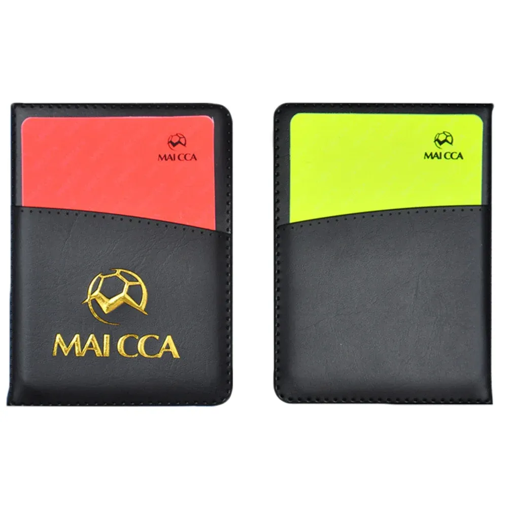 Pens Football Red et Yellow Card enregistrent le carton rouge Carr Carte Jaune Arbitre Équipement d'outil avec étui en cuir et stylo à bille
