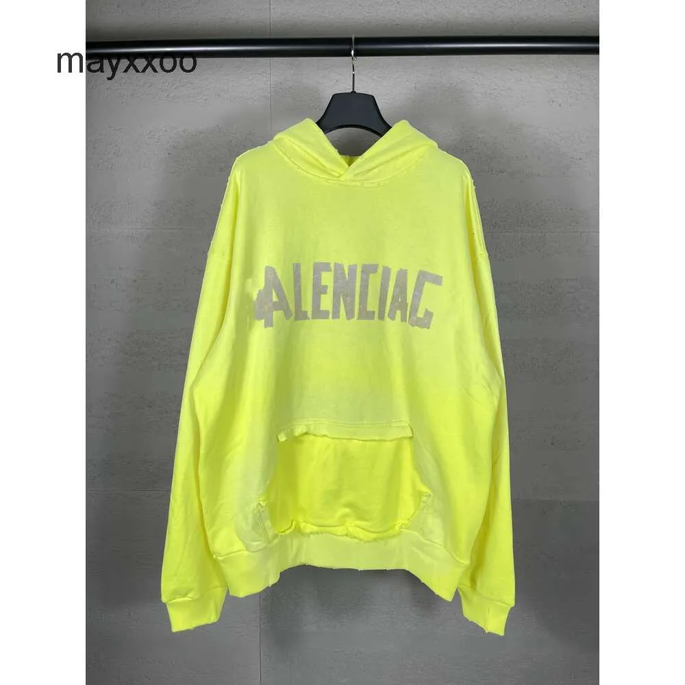 Balencigs hoodies hoodie trui trui sweaters hoge versie paris tape aristocratisch directe spray printing gewassen capuchon versleten heren dames familie l1i6