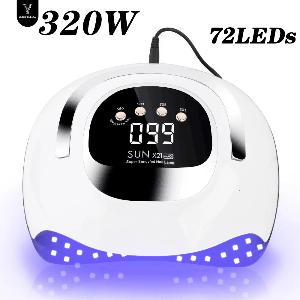 320W LED UV Light Dryer for Nailsジェルポリッシュ72 LED 4タイマー設定LCDディスプレイスクリーンオートセンサープロフェッショナルネイルライト240408