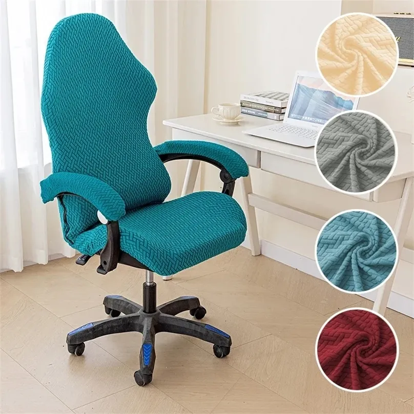 1 ensemble de couvertures de chaise de bureau en spandex jeu élastique Jacquard Couvre-chaises informatiques coulissantes protecteurs de fauteuil 240423