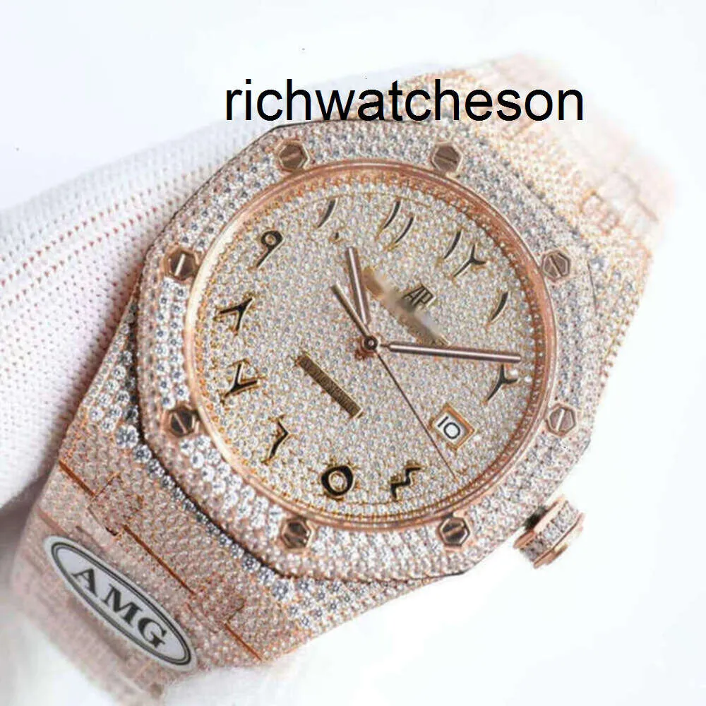 AP Menwatch feminino Luxo DiamondEncrusted Relógio designer Full Diamond Watch Ice Aps Out Men Watch Ap Menwatch ITQ4 Movimento mecânico Auto Uhr Crown Bu