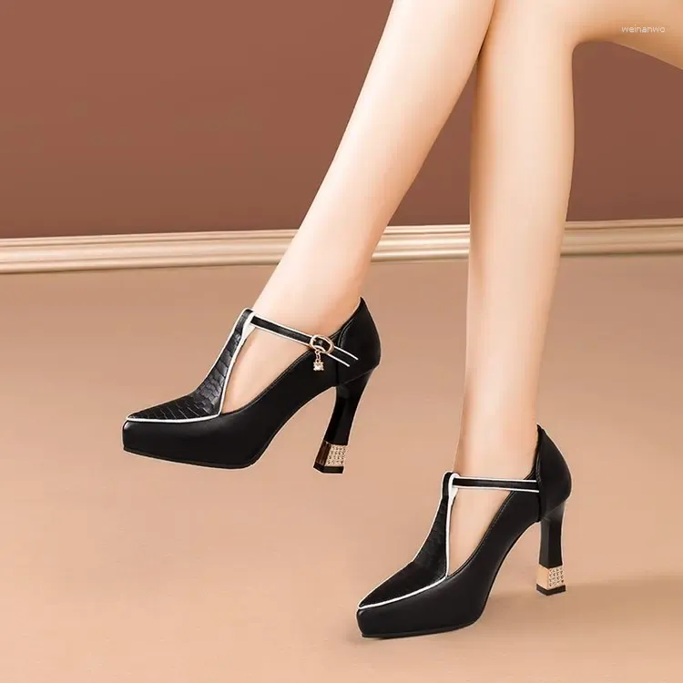 Dress Shoes 9.5SEXY Midden-Hels Women Pointy Party 2024 Summer Fashion Elegant for Skinny Heel High