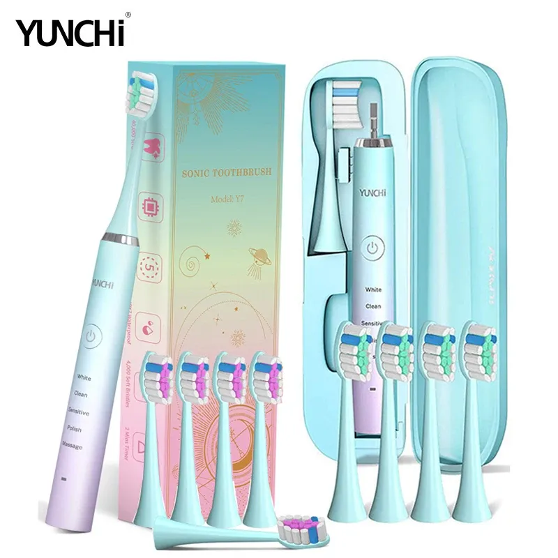 Heads draagbare yunchi sonic volwassen elektrische tandenborstel 5 modi 2 minuten smart timer USB opladen 4 uur snel lading laatst omhoog 45 dagen