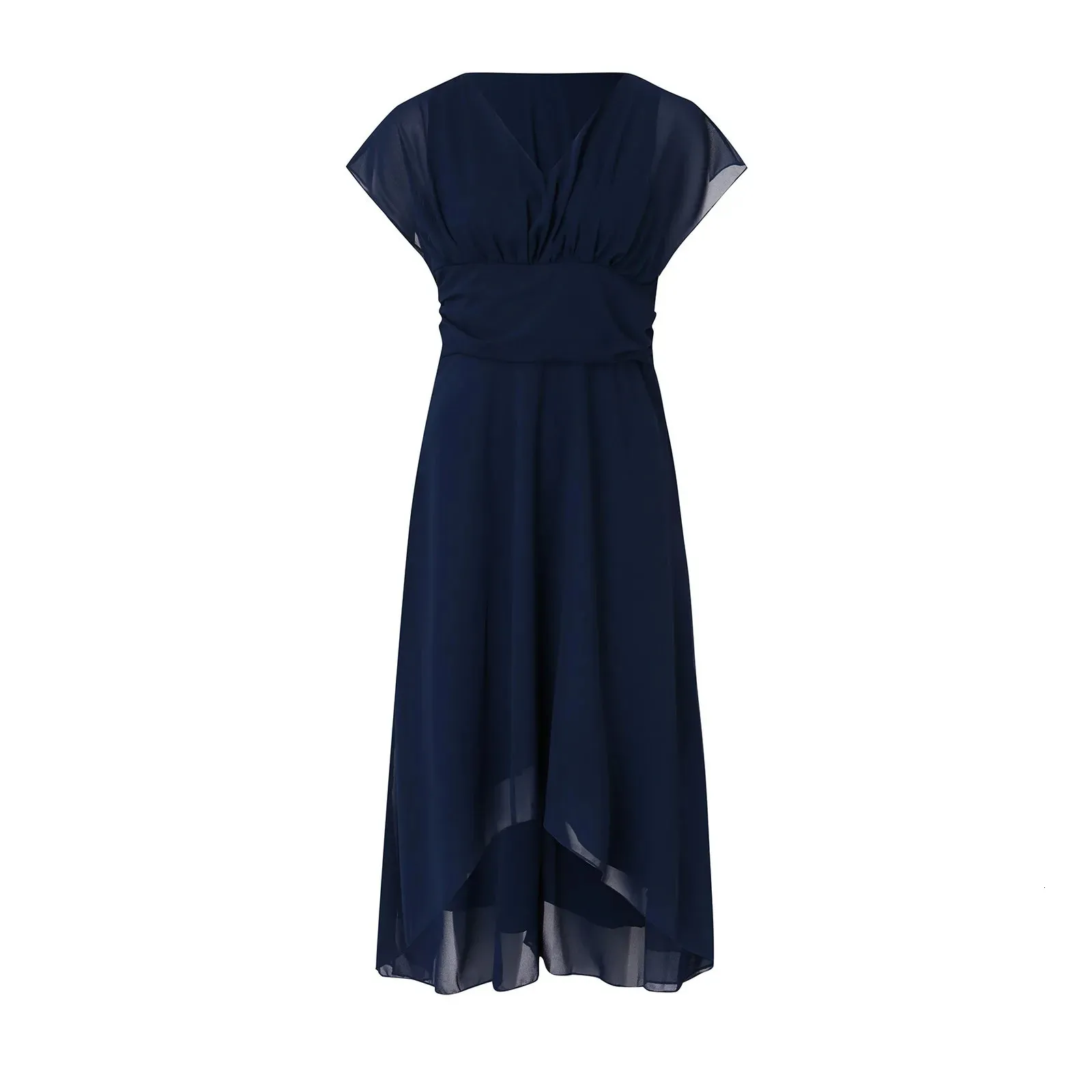 Elegant V-Neck Chiffon dress for Women - Perfect for Weddings, Parties, and Bridesmaids - Slim Fit with Flutter Sheer Sleeves - Style 240921