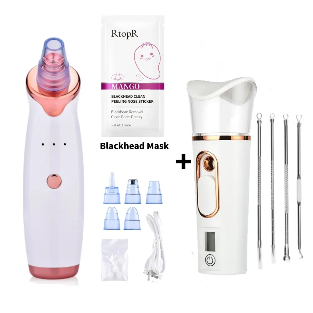 Scrubbers Remover Blackhead Vacuación de poro de poro limpiador de la cara Cepillo de limpieza de la cara ance Pungas Black Spot Extractor Nano Sprayer facial Vaporizador