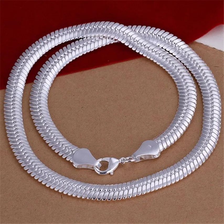 Heavy 71g 10MM flat snake necklace sterling silver plate necklace STSN209 whole fashion 925 silver Chains necklace factory dir300P