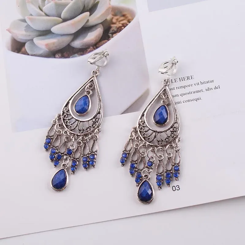 Boucles d'oreilles Jiofree 2018 bijoux de mode en gros de la bohème vintage Clip sur des boucles d'oreilles boucles d'oreilles non perçantes pour les boucles d'oreilles de déclaration pour femmes