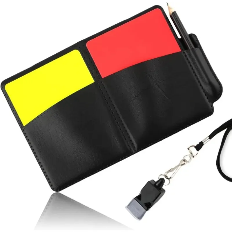 1 Set Sport Football Soccer Referee Wallet Notebook with Red Card and Yellow Card Whistles Useful Referee Tool Equipment