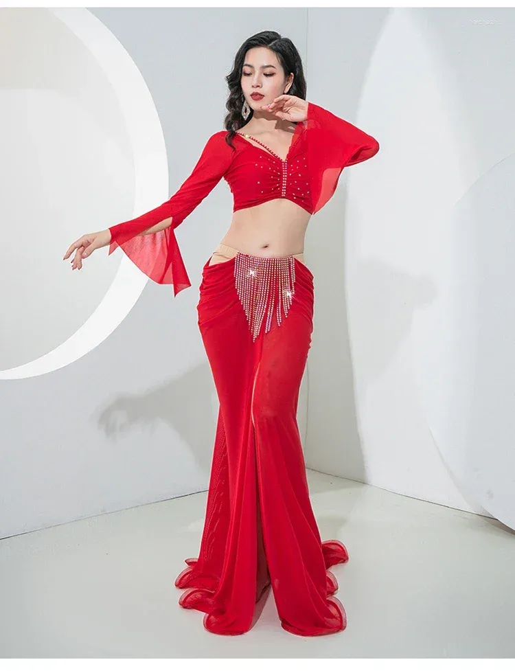 DHgate Belly Dance Costume Set Elegant Diamond Fishtail Skirt Perfect for Advanced Performers Apparel