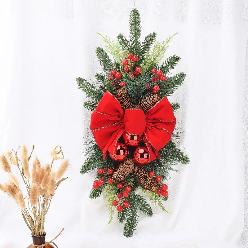 Fleurs décoratives Garland Wreath Drop Ornaments Pendant Prénance Prélite sans fil escaliers NAVIDAD NATALE DIY ACCESSOIRES DE PROSIGE