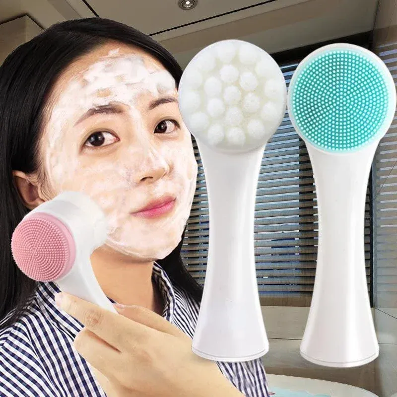 Scrubbers 3D -Gesichtsreinigung Massage Pinsel Kieselgel Bürste doppelseitig Gesichtsreiniger Schwarzkopf Entfernen von Porenreiniger Peeling Peeling