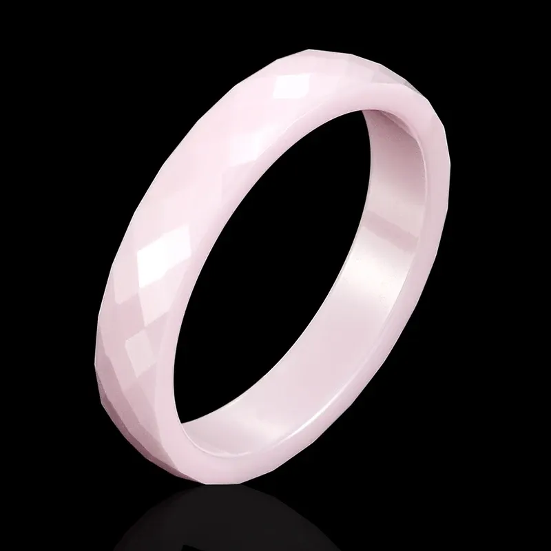 Bande Nuovo anello in ceramica da 4 mm rosa nero rosa bianco e taglio a mano per donna gioielli di alta qualità senza graffi anello da donna